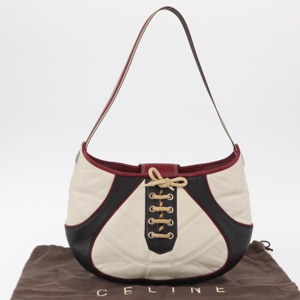 Celine Leather World Cup 2002 Shoulder Bag White